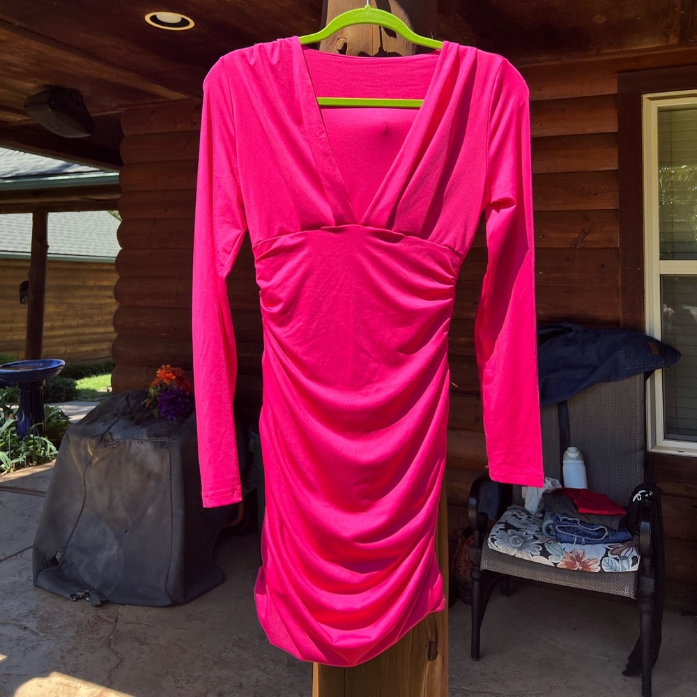 Hot pink long sleeve dress